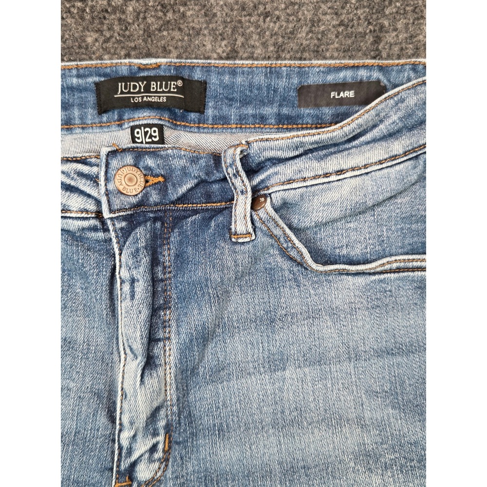 Judy Blue Flare Jeans Womens 9/29 Light Wash Raw Hem High Rise Bell Bottom - Picture 2 of 7